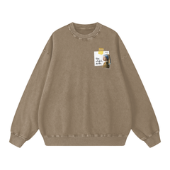 More Espresso Less Depresso Snow Washed Oversized Sweatshirt