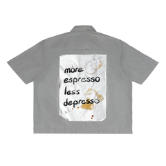 More Espresso Less Depresso Oversized Vertical Stripe Boxy Shirt