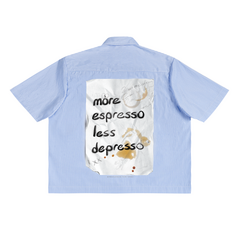 More Espresso Less Depresso Oversized Vertical Stripe Boxy Shirt