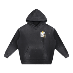 More Espresso Less Depresso Vintage Washed Frayed Fleece Hoodie