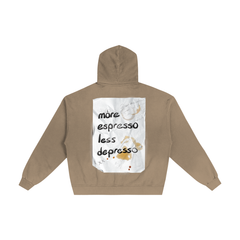More Espresso Less Depresso  Hand-Frayed Sunfade Zip Hoodie